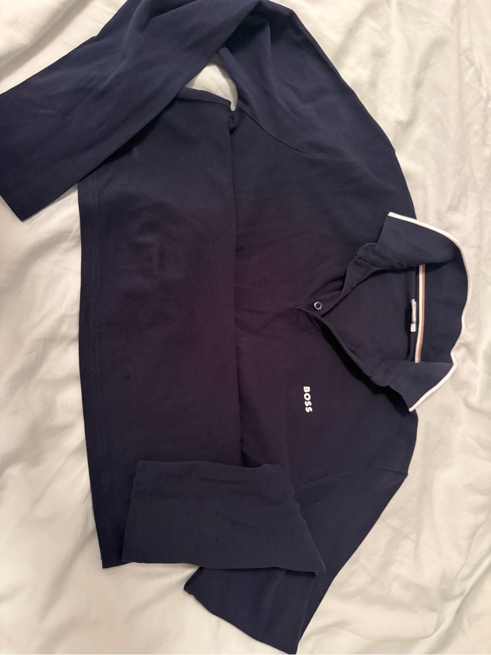 Boys BOSS Navy Polo Jacket with White Contrast Trim size 16
